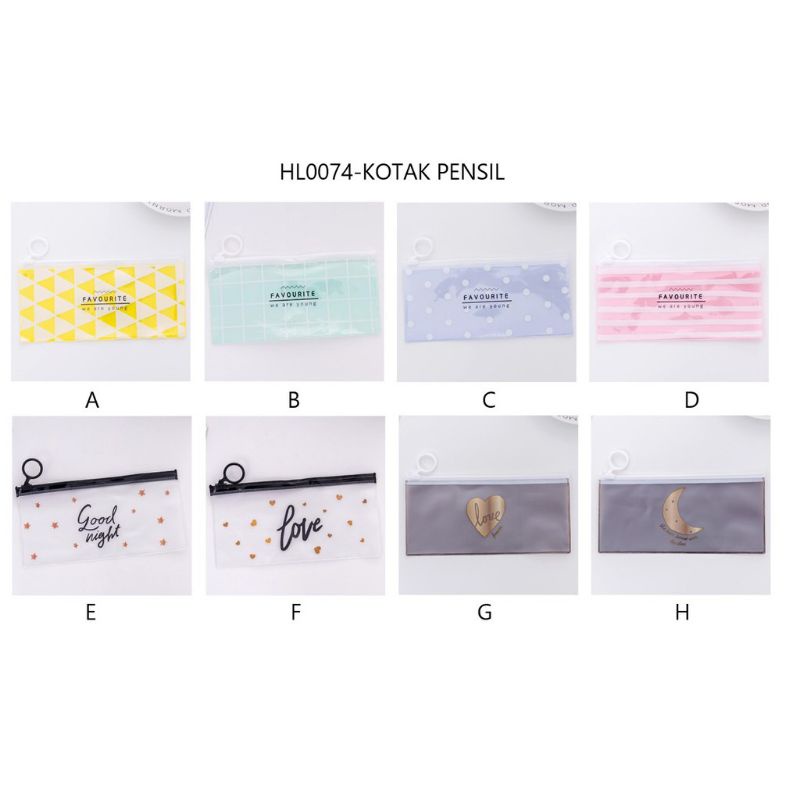 Tempat Pensil Zipper Transparan / Tempat Kosmetik / Pouch Multifungsi / Wadah Make up-1