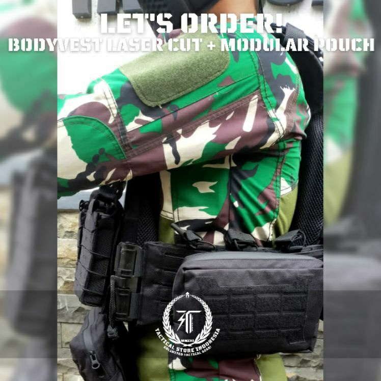 Body Vest Laser Cut Modular Pouch - Bodyvest TNI Polisi Brimob - Rompi Tactical Anti Peluru