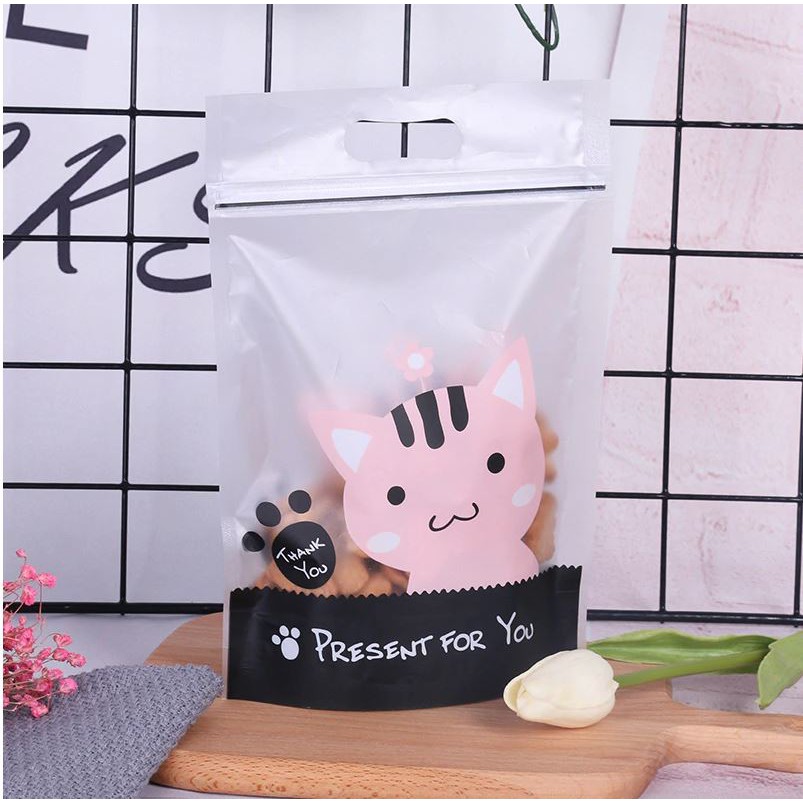 

Plastik Packaging Cookies Kue Permen Roti Zip Lock Doff Cat 15x22