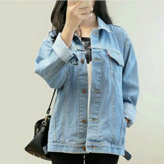 JAKET JEANS WANITA DENIM OVERSIZED JAKET JINS CEWEK TERBARU 2023