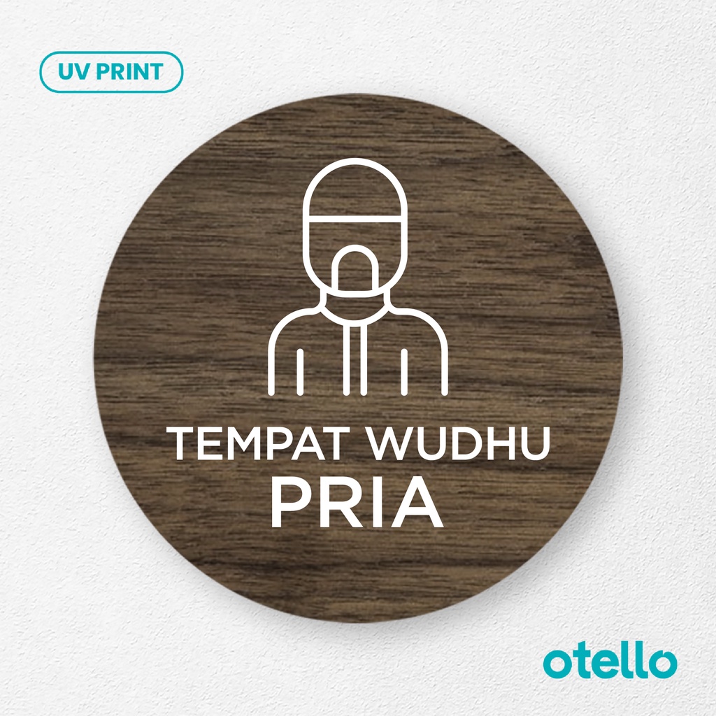 Signage Tempat Wudhu Pria Sign Board Kayu Wooden Papan Musholla Label Tulisan Petunjuk Nama Ruangan Tempat