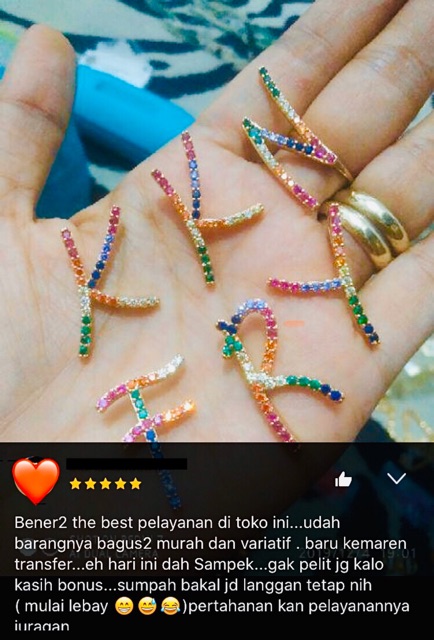 Leontin alphabet leontin huruf leontin inisial leontin abjad leontin kalung wanita full pernata