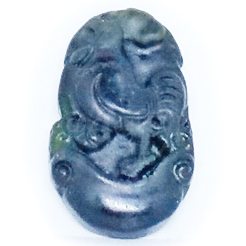 Mata Kalung/Liontin Ukiran Shio Ayam Batu Giok Hitam Alami/Natural Black Jade Asli Alam 16