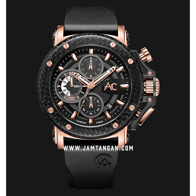 Alexandre Christie AC 9205 MC RBRBA(GL) Carbon Special Edition Chronograph Black Rubber Strap
