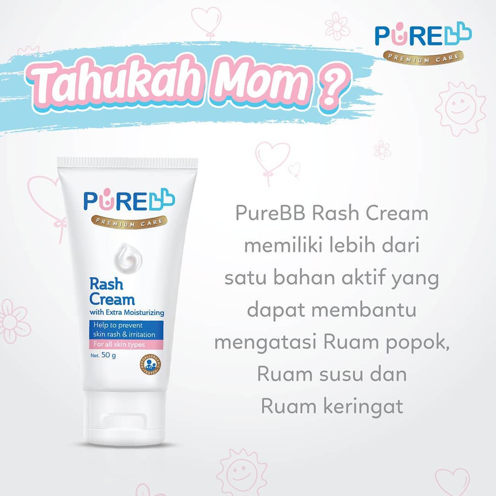 Pure Baby Rash Cream Ruam Iritasi Asi Popok Keringat 50gr