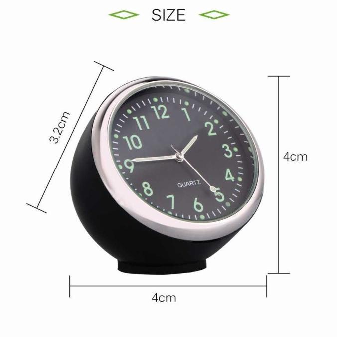 [BISA COD] Jam Analog Dashboard Kisi Ac Mobil Quartz Pajangan Interior Car Clock Glow In The Dark Manual Klasik Classic