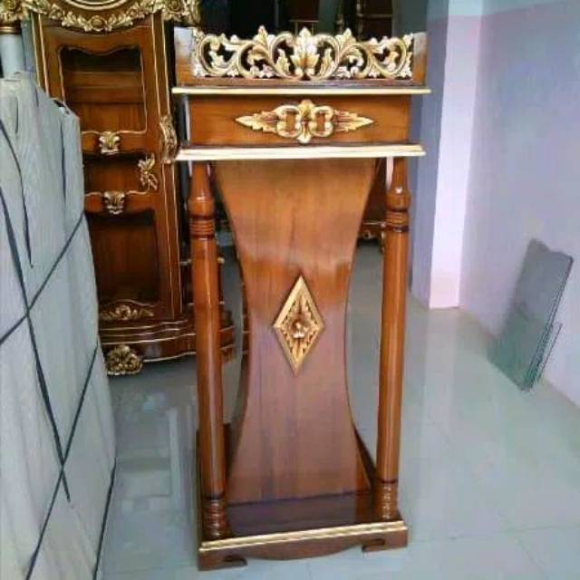 Meja Podium Mimbar Masjid Kecil, Mimbar Kayu Jati Ukir Jepara