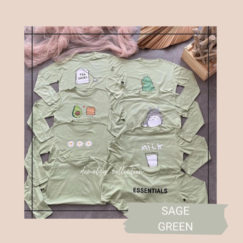 TUMBLR TEE | SAGE GREEN | KAOS OVERSIZE LENGAN PENDEK | LENGAN PANGAN