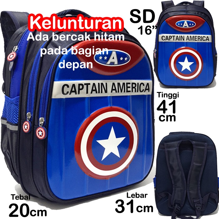 Cacat Luntur Tas Glossy Timbul Tas Ransel Sekolah Anak Tas Anak Laki-Laki Spidermen Ultraman Captain Batmen SUPERmen