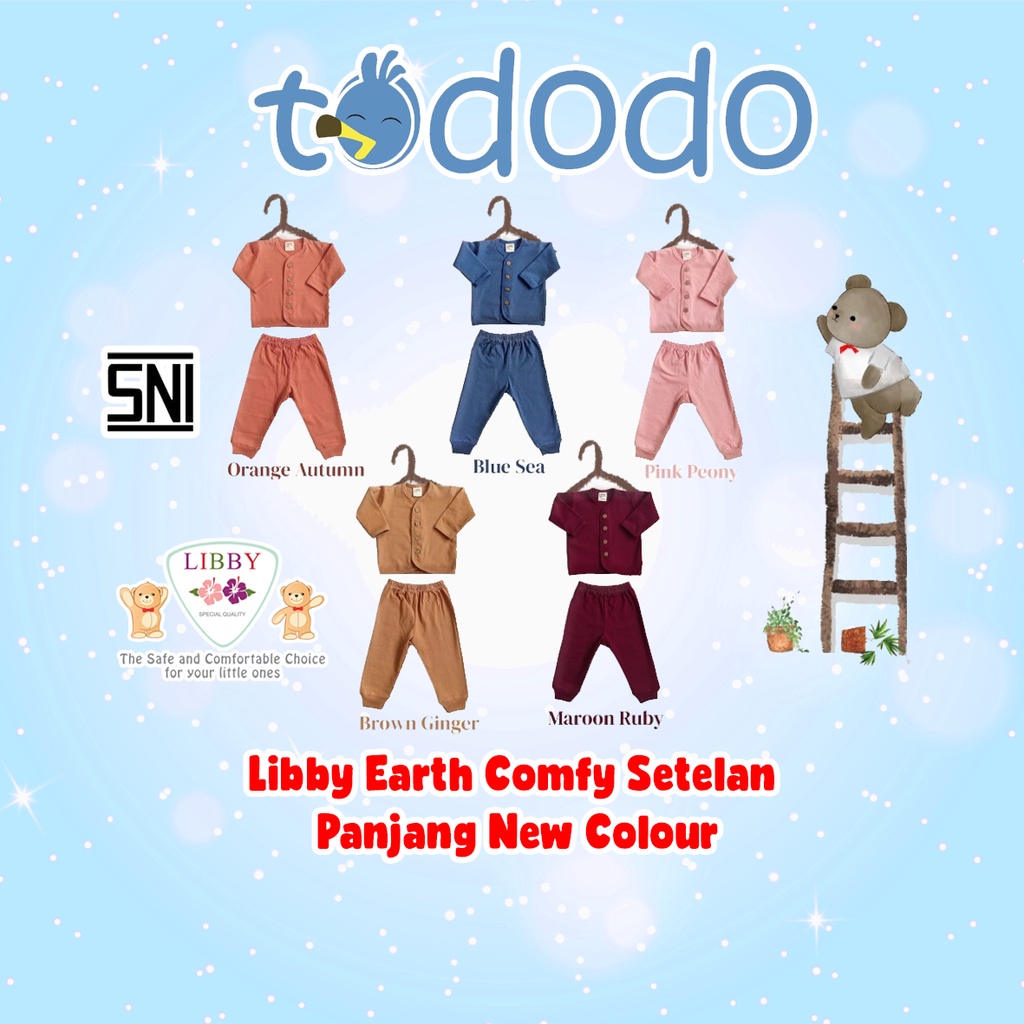 Libby Earth Comfy Setelan Baju Panjang Bayi New Colour (1stel/pack)