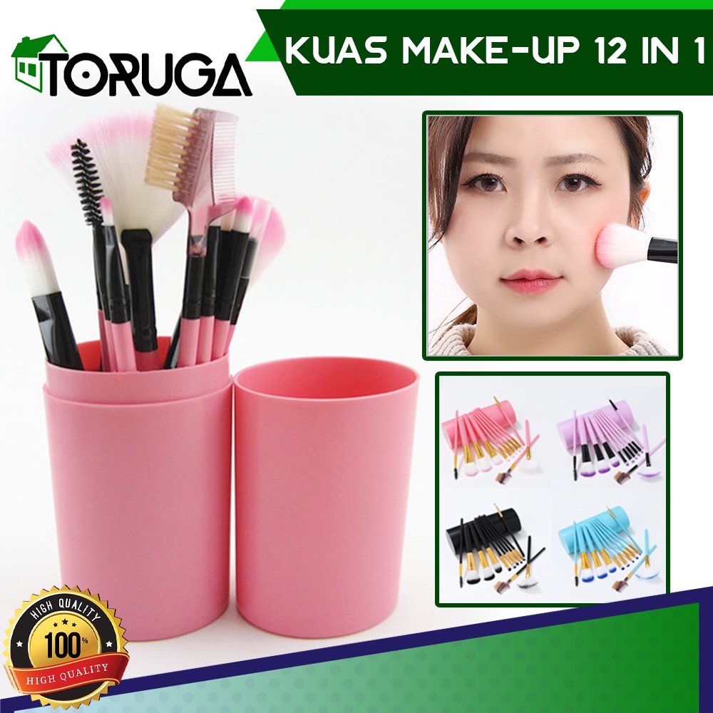 MAKE UP BRUSH SET 12 KUAS SET IN TUBE RIAS MAKEUP MASKER TABUNG