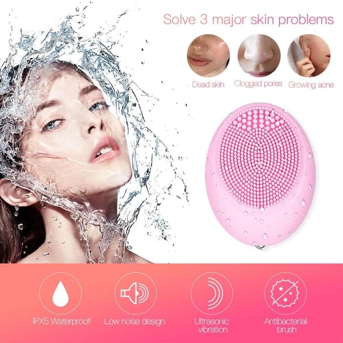 Sikat Wajah Silikon Brush Cleansing Facial Getar Elektrik