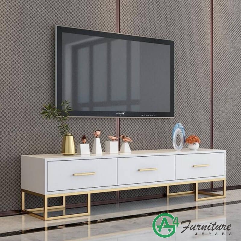 Meja Tv Minimalis Stainless Modern Fogh - Kayu Mahoni