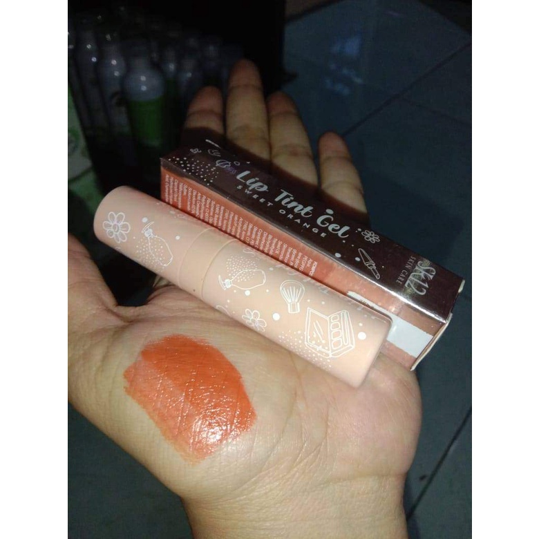 Lip Tint Gel SR12 Sweet Orange Tekstur Ringan Awet Tahan Lama Tidak Lengket Cepat Meresap BPOM