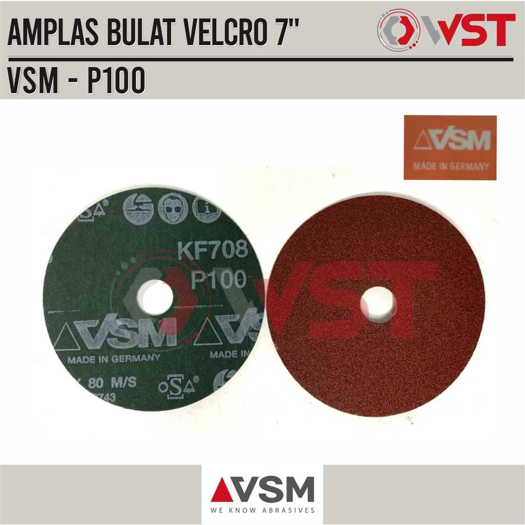 VSM Amplas Bulat Velcro 7" Grid 100 / Amplas tempel 7inch P100