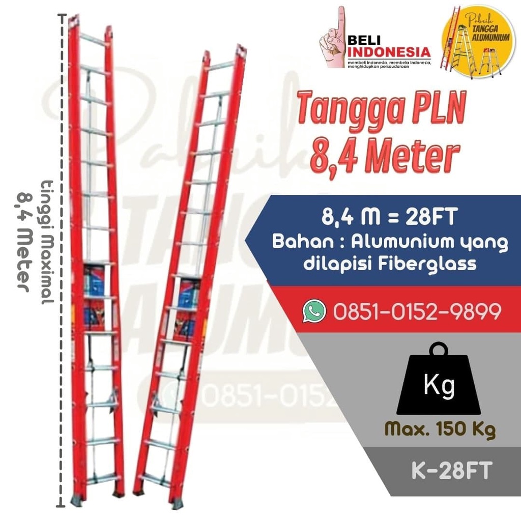 Tangga PLN Extension Fiberglass Krisbow 28FT | 8,4 Meter Sliding Sorong