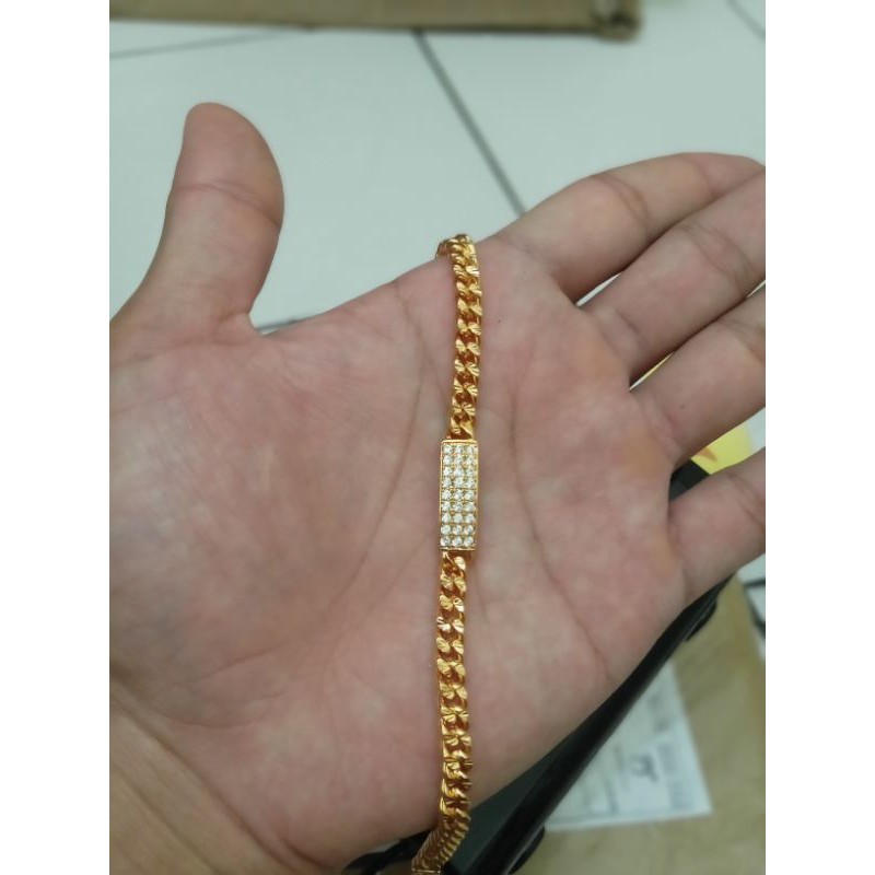 Gelang tangan wanita xuping berlapis emas dengan mata zircon Bsdr.