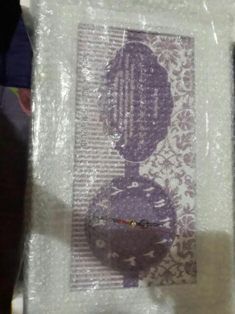 Hiasan Jam Dinding Kaligrafi Doa Pernikahan Custom Warna Ungu Uk 20x40