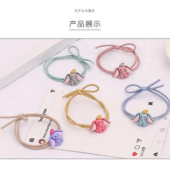Ennwen IK131 Ikat Rambut Korea Gajah Elephant Rubber Band Head Rope-2