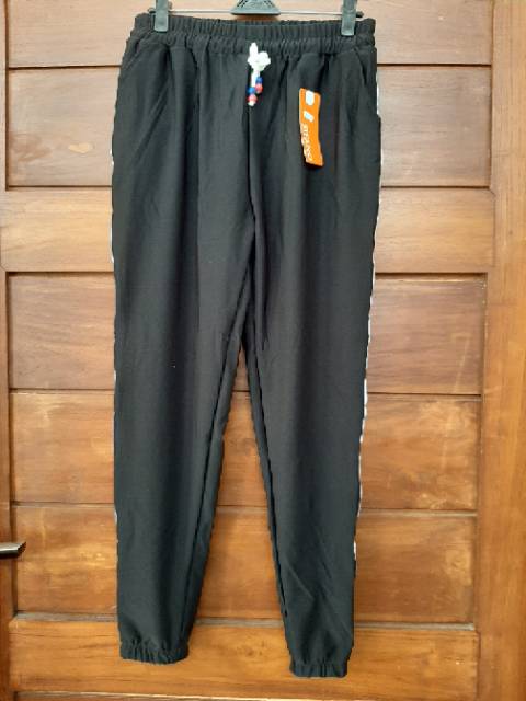 Joger pant wanita celana panjang wanita strip jogger korea scuba