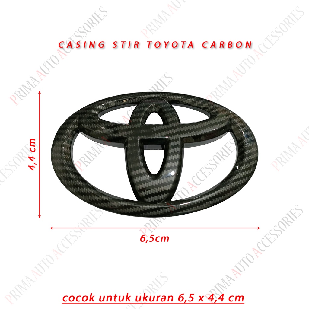 Casing Logo Emblem Stir Mobil Toyota Carbon Steer Car 65mm x 44mm