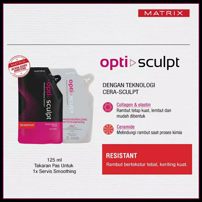 MATRIX MINI OPTI-SCULPT Sekali Pakai (2x125ml) / Rebonding Smoothing / Pelurus Rambut OPTISCULPT