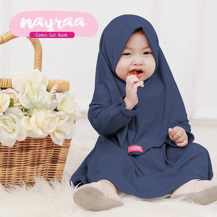 NAYRA SYARI KIDS BL Bahan JERSEY ZOYA USIA 0-12 BULAN Gamis Bayi Perempuan Syari Terbaru 2021 Model Gamis Set Hijab Syari Anak Perempuan Gamis Anak Perempuan