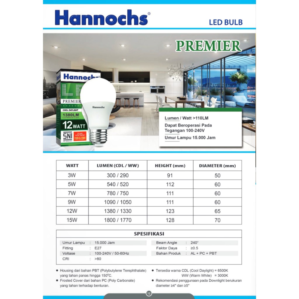 Lampu LED 12W / Hannochs Premier LED Bulb