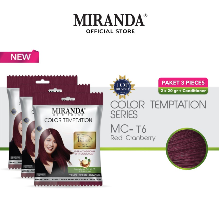 Miranda Hair Color Temptation 20ml (Cat Pewarna Rambut Sachet Instan 15 Menit) Pewarna Rambut