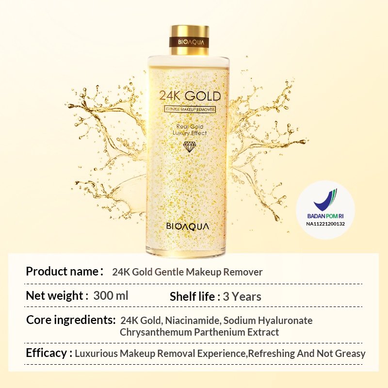 ✨LACIKOSME✨BIOAQUA 24K GOLD GENTLE MAKEUP REMOVER - PEMBERSIH MAKEUP BPOM