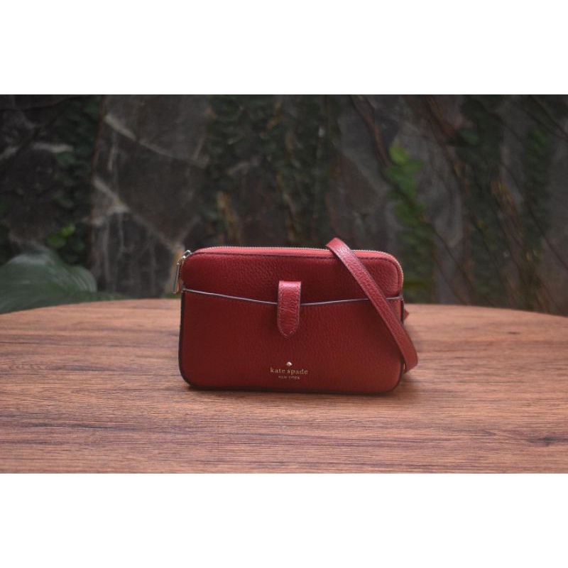 Kate Spade Small Tab Crossbody Red Current