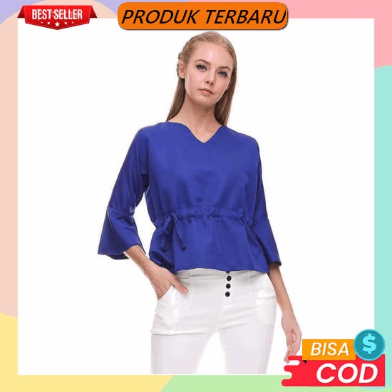Blouse Atasan Kemeja Polos Big Size Grey Abu Muda Baju Wanita Cewek Perempuan Muslimah Rayon Jumbo B
