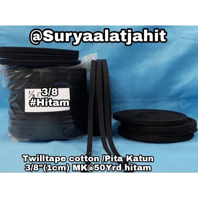 Twilltape Cotton 3/8in (1cm) Hitam MK @50Y =rp.34.500/1pcs