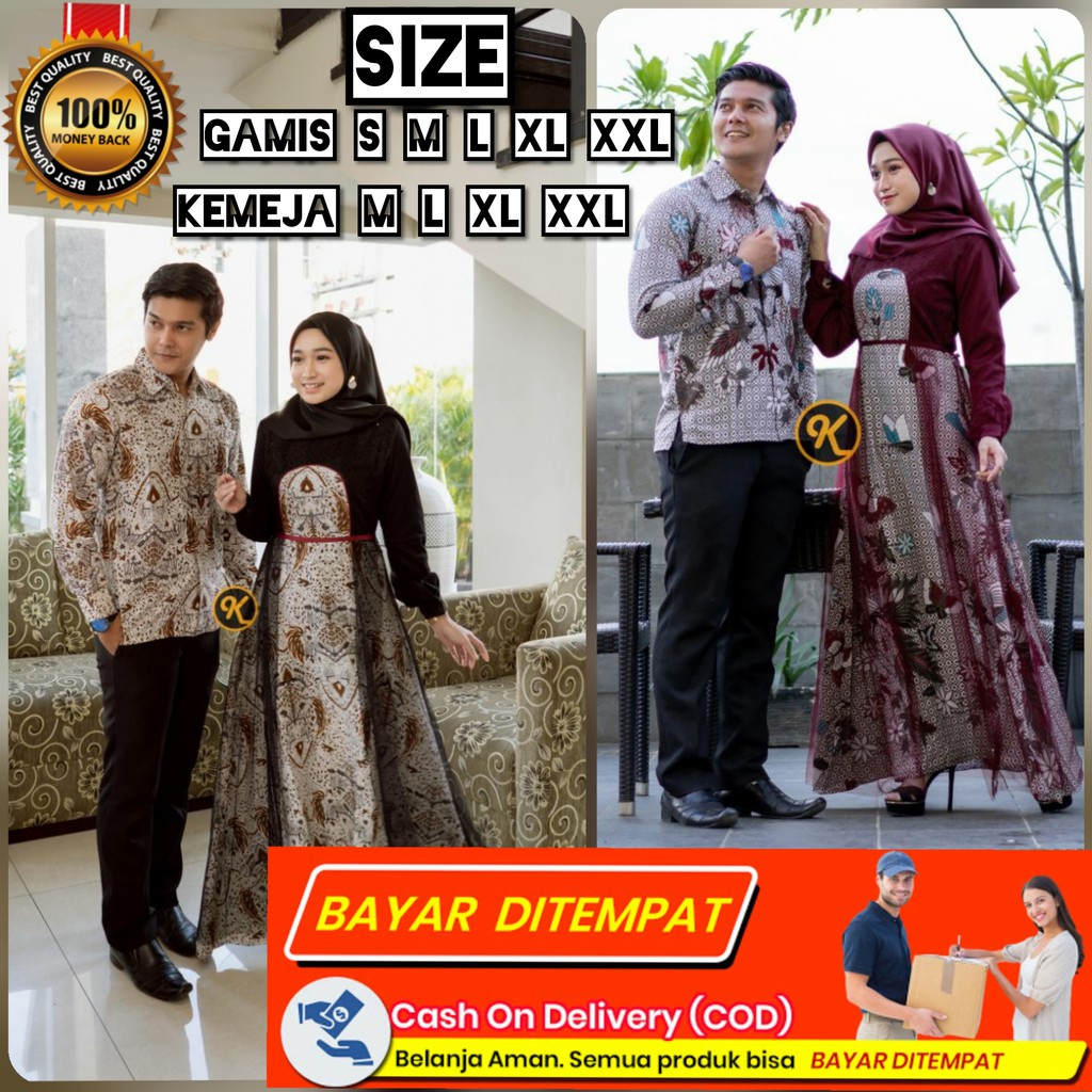 Couple gamis dan batik pasangan muslim kekinian couple tiara batik karyaku ada ld jumbo