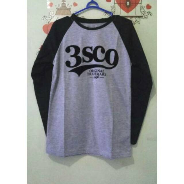 Kaos distro three second 3second raglan lengan panjang