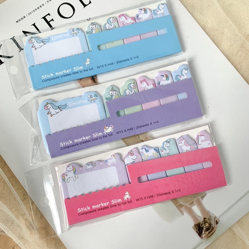 MANDICANTIK COD sticky notes kecil unicorn pembatas buku memo pengingat JAKARTA COD.KERTAS FOTOCOPY