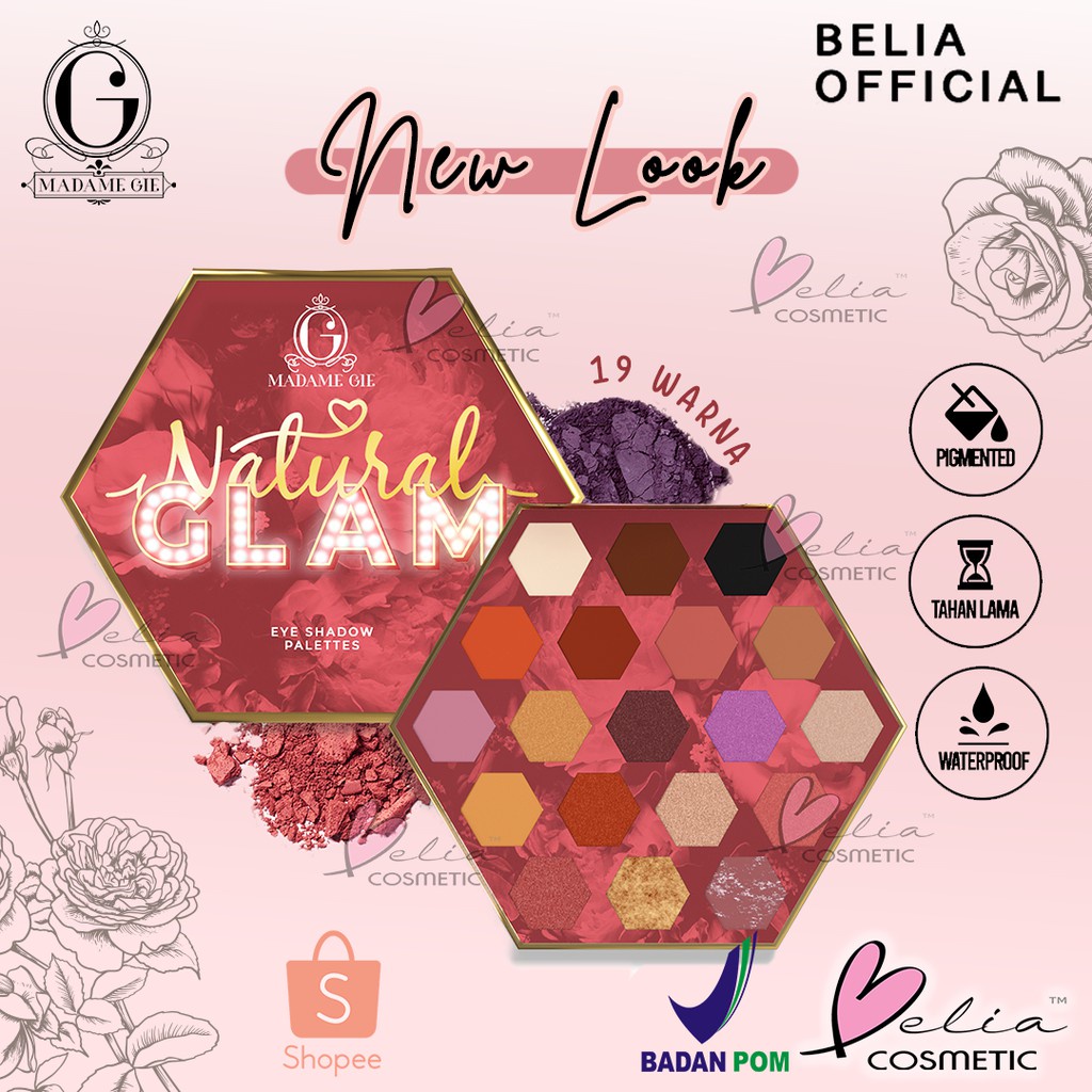 VINLA MADAME GIE Natural Glam Eyeshadow Palette 19 warna 22g | palet eye shadow madam gie