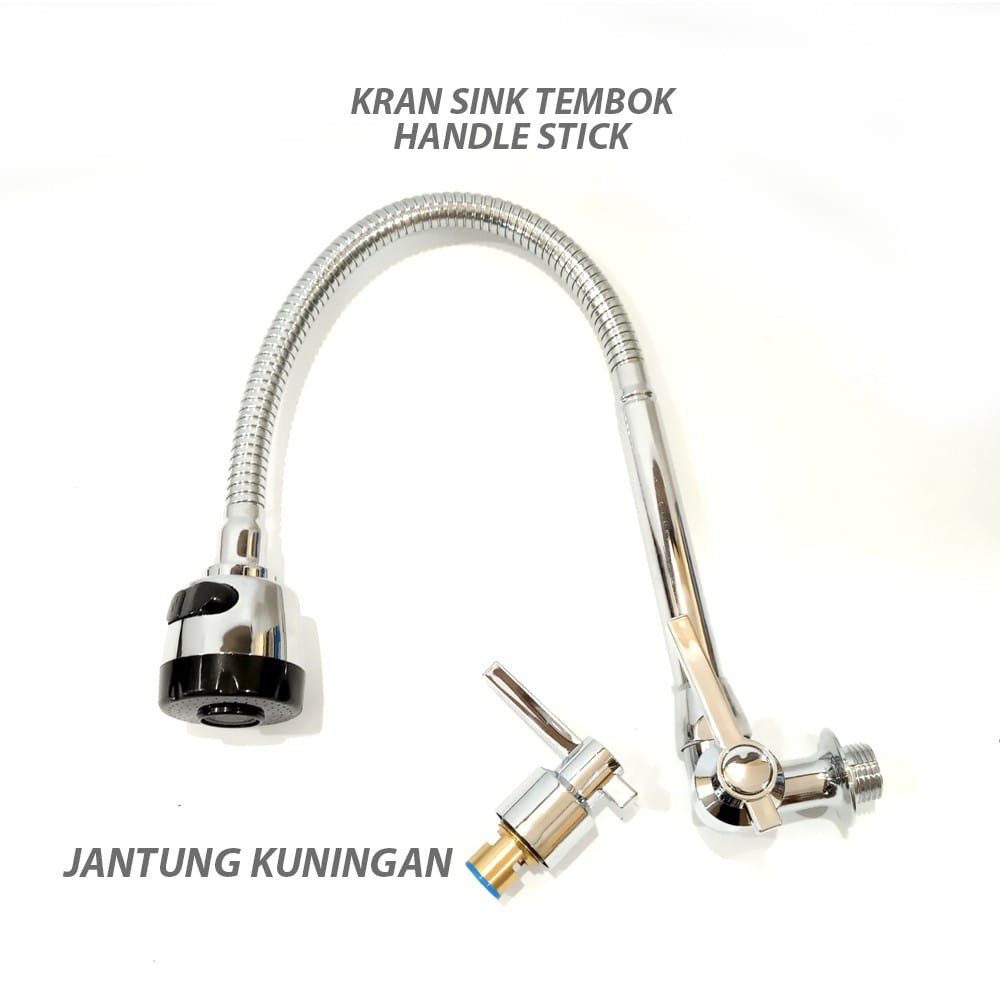 Kran Keran Air Angsa Fleksibel Tembok Sink Minimalis Premium Stainless Cuci Piring Wastafel