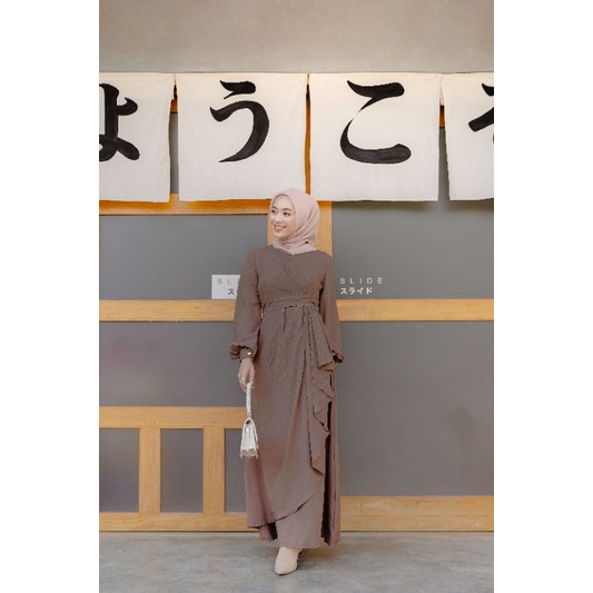 ADIBA - Rissa Dress/ Gamis Terbaru 2021 / Dress Muslim Kondangan Ada Size S M L XL-FRAPUCINO