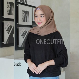  Baju  Rajut  Wanita Fashion Qanita Jumbo Bata hitam kuning  