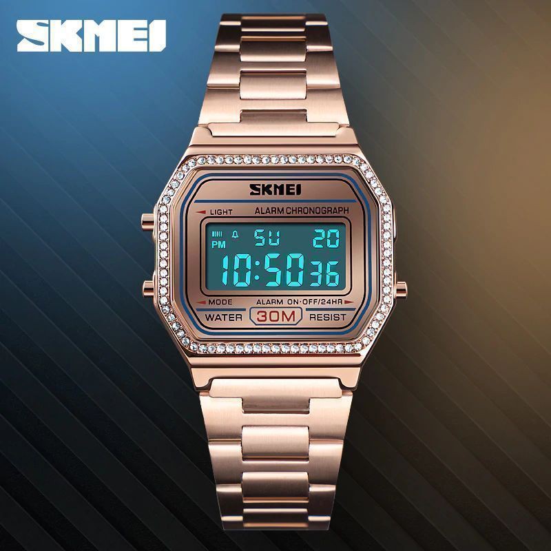 SKMEI 1474 Jam Tangan Wanita Digital Tali Stainless WATCHKITE WKOS