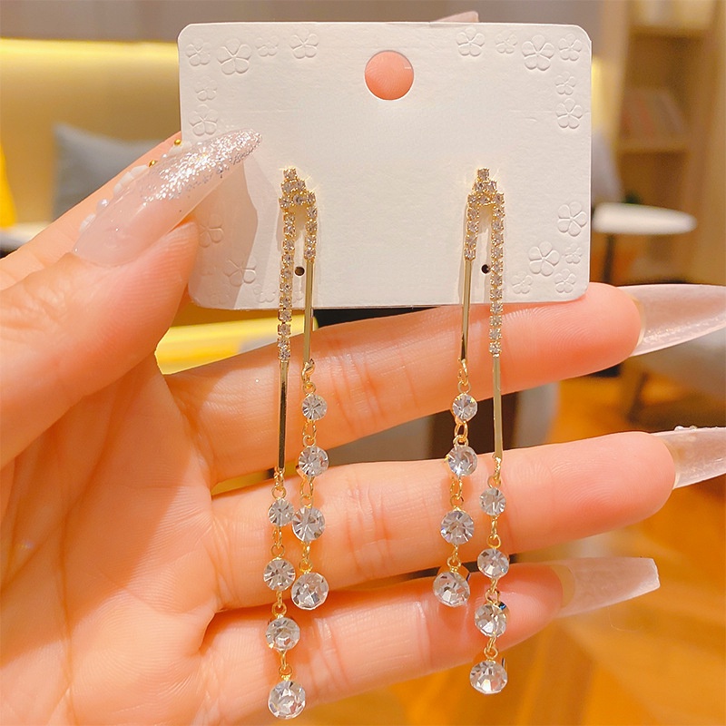 Anting Rumbai Bahan Zirkon Gaya Korea