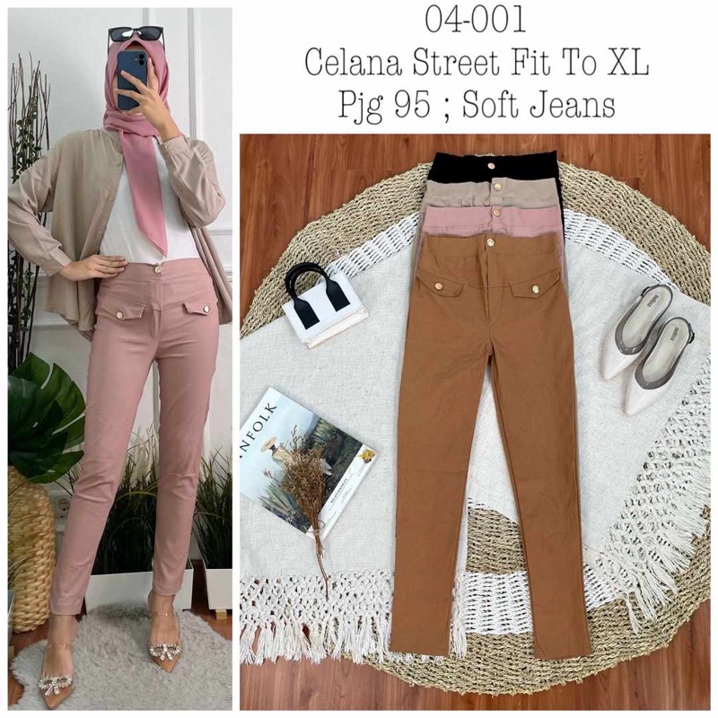 Celana Strech Stretch Soft Jeans Motif Polos Celana Wanita Casual Kantoran Model Baru