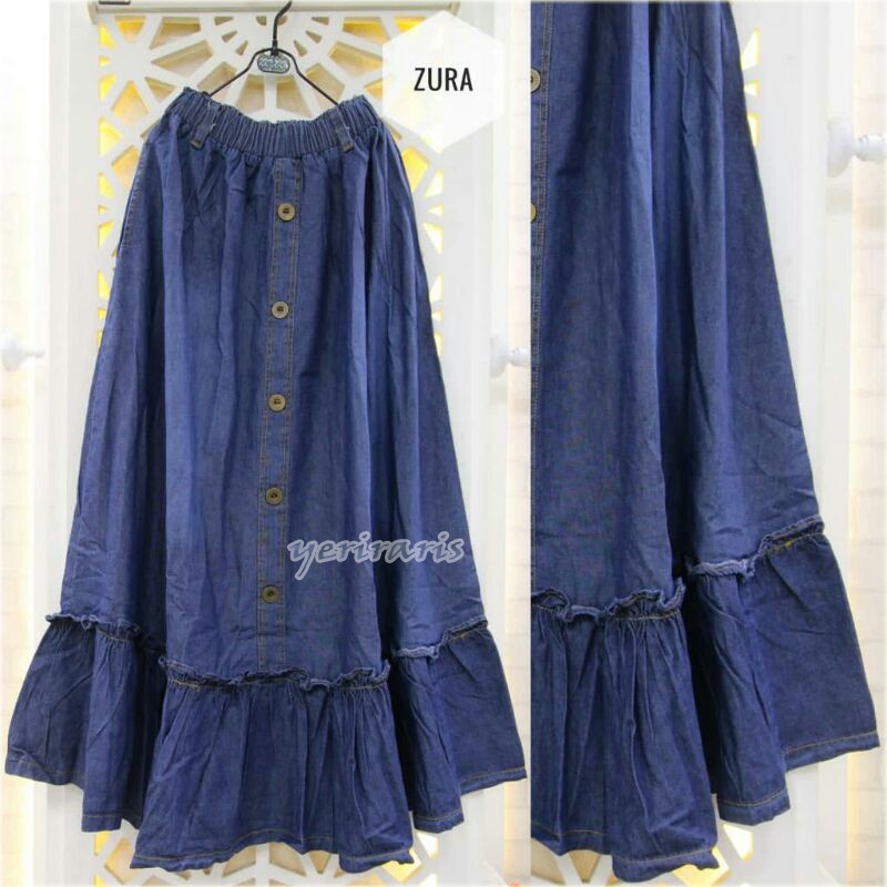 rok jeans rempel - rok jeans kancing depan - rok jeans wanita terbaru  - rok jeans - rok JUMBO - ROK