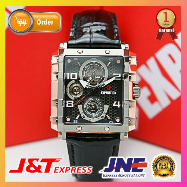 JAM TANGAN EXPEDITION WANITA CEWEK EXP E6757 E 6757 ROSEGOLD BLACK ORIGINAL. GARANSI RESMI 1 TAHUN