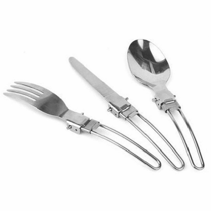 Sendok Garpu Pisau Set Stainless Steel Camping Kamping Portable