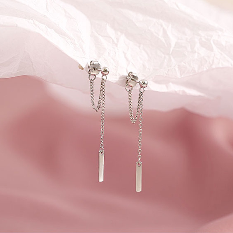 Magic789 Anting Gantung Rantai Rumbai Panjang Trendy Warna Silver Untuk Wanita