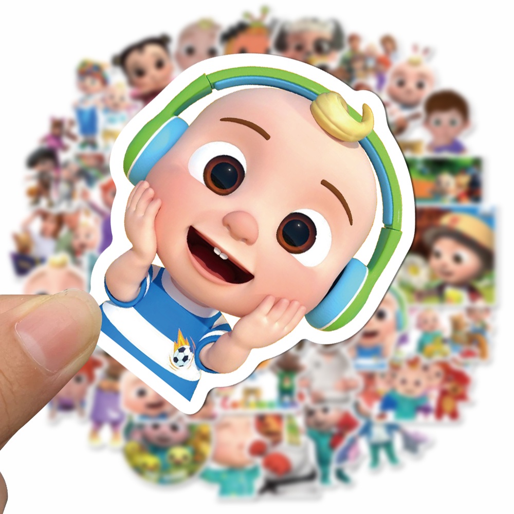 50pcs Stiker Cocomelon 2 Kartun Anti Air Untuk Edukasi Anak