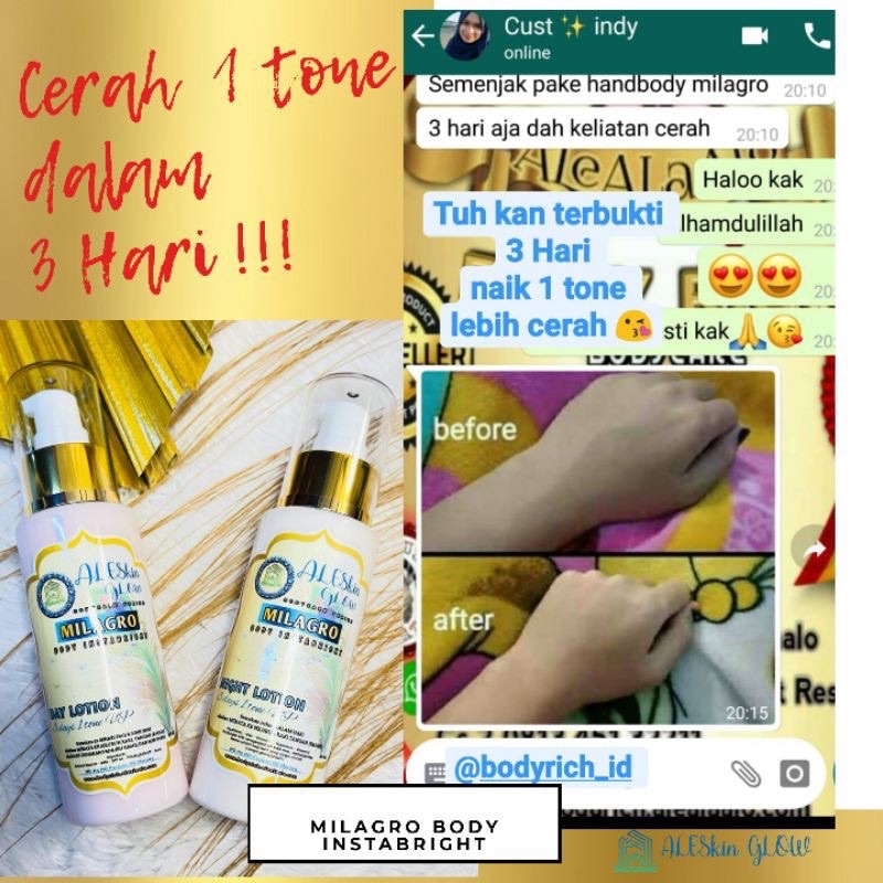 MILAGRO BODY LOTION BRIGHTENING Pemutih Badan Hand Body Whitening