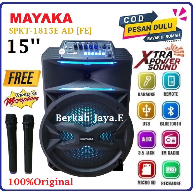 Speaker Portable Mayaka SPKT-1815E AD Speaker Bluetooth 15 inchi +2Mic